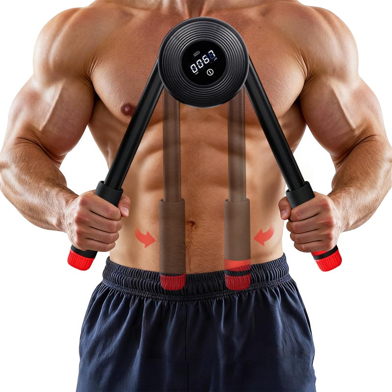 Vyrelis Hydraulic Power Twister Adjustable 22â€“440 lbs with Digital Display, Foldable Arm Chest Forearm Exerciser, No Snapback Safety, Portable Upper Body Strength Training Equipment (Red) - Image 1