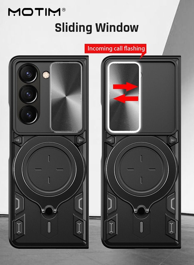Motim Samsung Galaxy Z Fold 5 Case with Slide Camera Cover and 360° Rotate Ring Stand, Magnetic Magnet Protective Phone Cover Case with Kickstand, Support Magnetic Car Mount Holder, for Z Fold 5 inch 2023  - Image 3