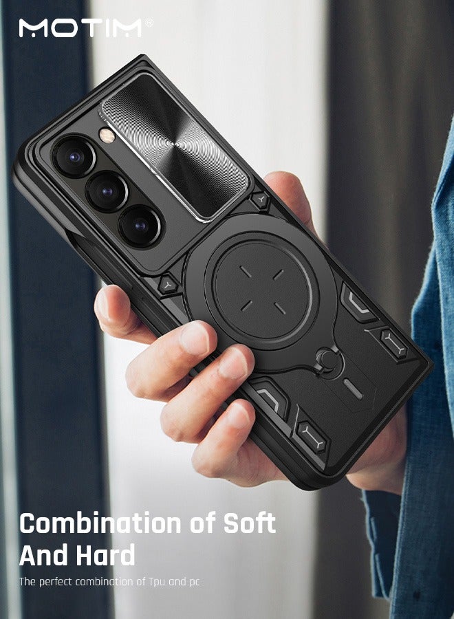 Motim Samsung Galaxy Z Fold 5 Case with Slide Camera Cover and 360° Rotate Ring Stand, Magnetic Magnet Protective Phone Cover Case with Kickstand, Support Magnetic Car Mount Holder, for Z Fold 5 inch 2023  - Image 5
