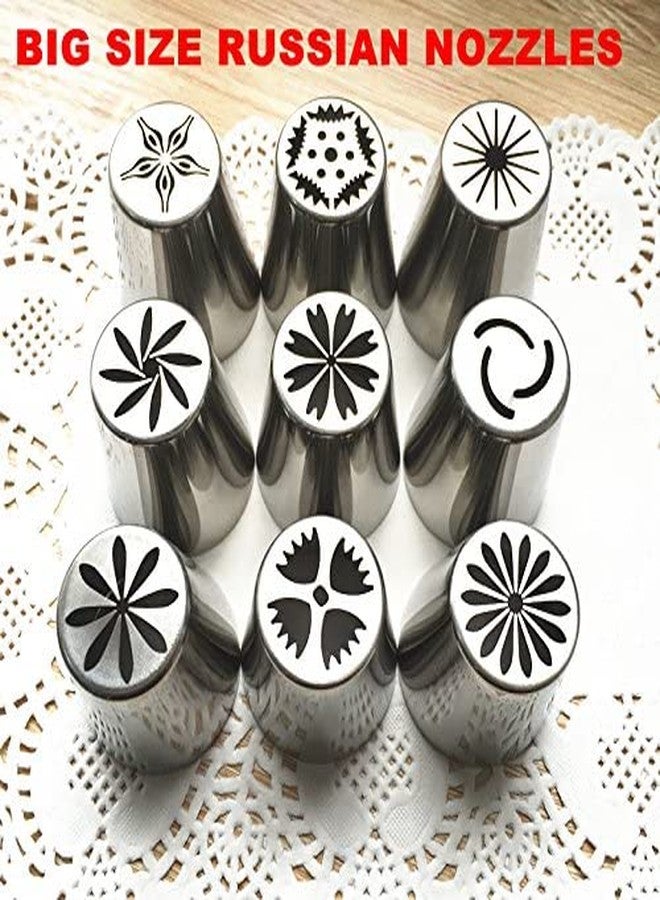 BAKING SET مجموعة أدوات تزيين الكيك || توليب روسي || فوهات تزيين الكيك || أدوات منزلية || 9 قطع || ستانلس ستيل - Image 4