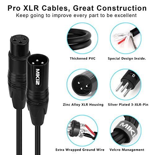 MIKIZ XLR Cables 100 ft 2 Pack - Premium Balanced Microphone Cable with 3 Pin XLR Male to Female Balanced - Image 5