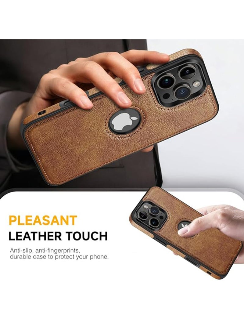 WRISTWISE Unique Design Luxury Leather Business Phone Case for iPhone 16 Pro Anti-Slip Scratch Resistant Ultra Slim Protective Case (Brown) - Image 5