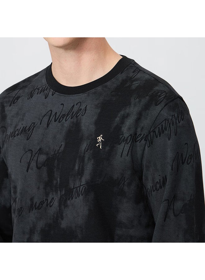 DANCING WOLVES Dance With Wolves Heavyweight Crew Neck Long Sleeve T-shirt Men Skin-friendly Comfortable Base Layer 001 Black L - Image 3