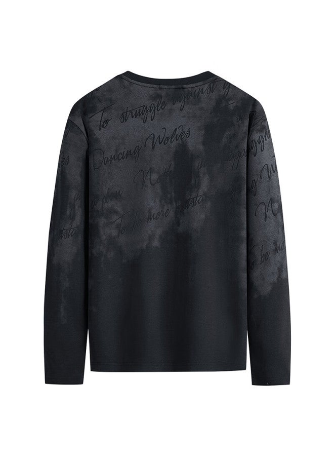 DANCING WOLVES Dance With Wolves Heavyweight Crew Neck Long Sleeve T-shirt Men Skin-friendly Comfortable Base Layer 001 Black L - Image 4