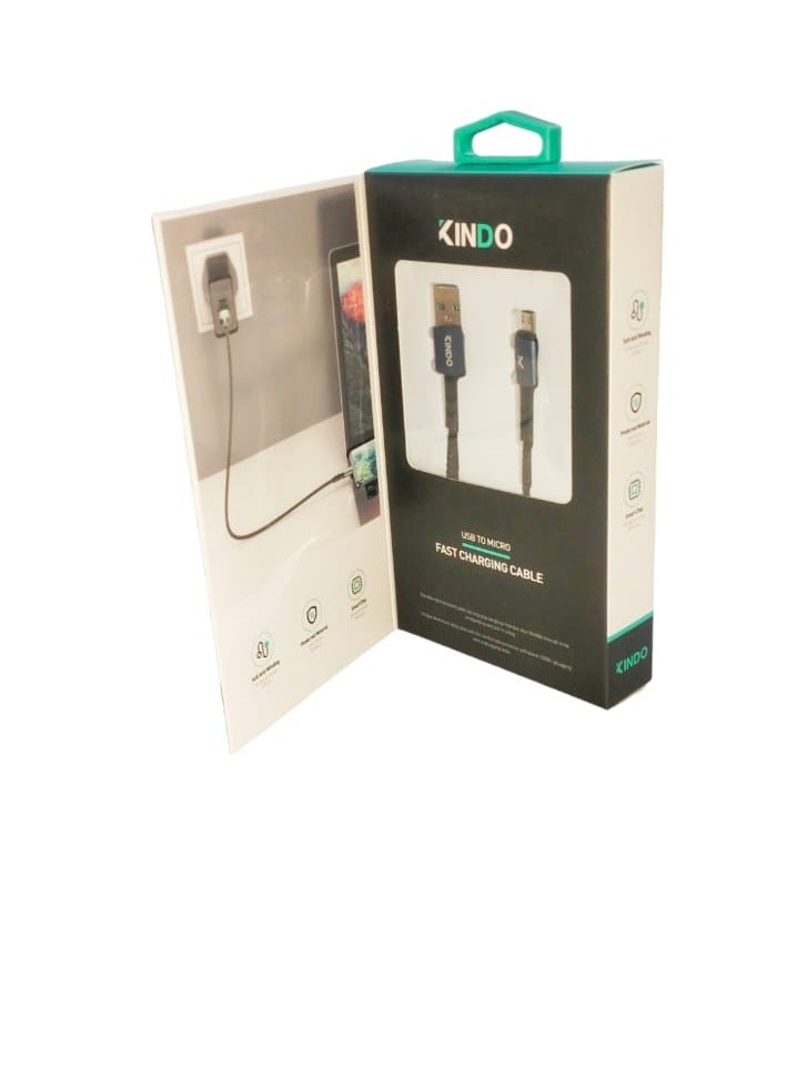 كيندو كابل USB إلى Micro 3.0A سلك شحن سريع مجدول من النايلون. 1000 مللي متر/480 ميجابت في الثانية - Image 2