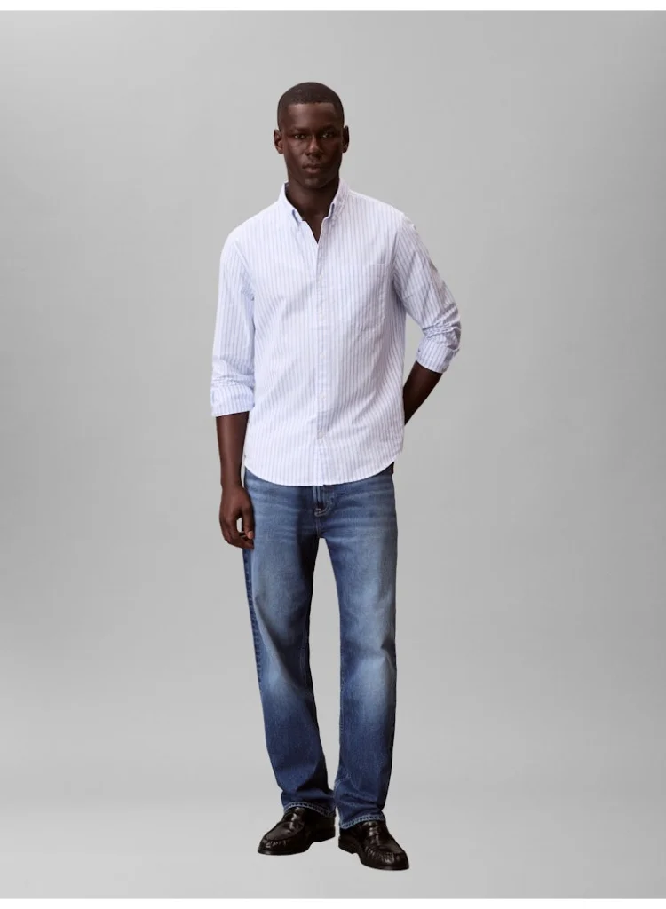 Calvin Klein Jeans  Stripe Oxford Classic Button-Down Shirt for Men | Best Price UAE