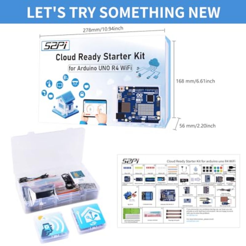 مجموعة GeeekPi Cloud Ready Starter مع UNO R4 WiFi وBluetooth وI2C ومصفوفة LED 12x8 وتكامل إنترنت الأشياء وبرامج تعليمية للمهندسين المبتدئين - Image 2