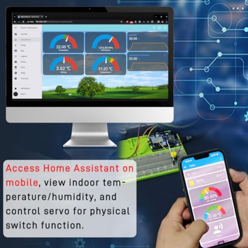مجموعة GeeekPi Cloud Ready Starter مع UNO R4 WiFi وBluetooth وI2C ومصفوفة LED 12x8 وتكامل إنترنت الأشياء وبرامج تعليمية للمهندسين المبتدئين - Image 3
