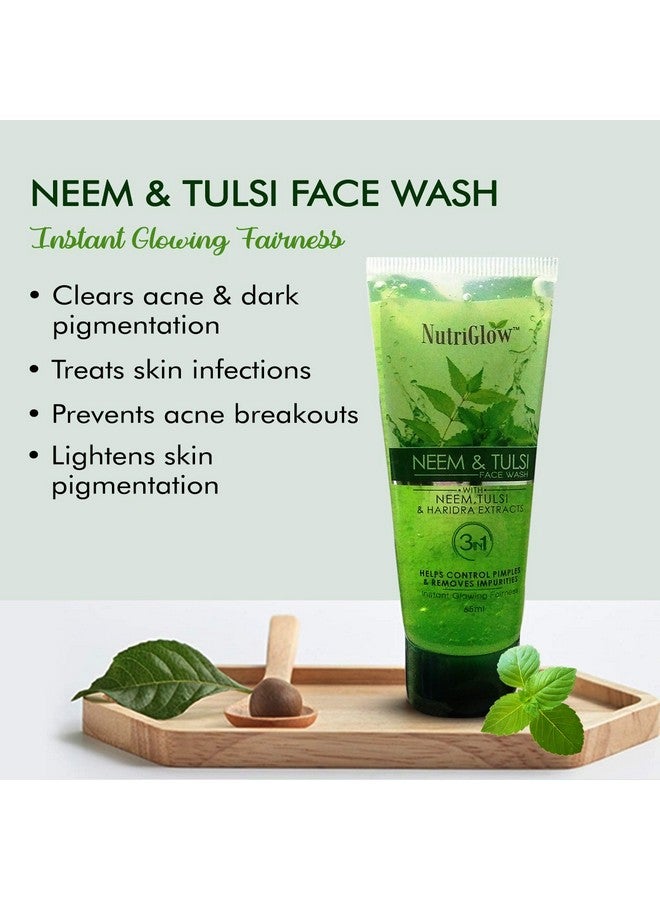 NutriGlow Diamond Radiance Face Wash, Neem & Tulsi Face Wash & Wild Turmeric Face Wash For Reduce Pigmentation, Fight With Pollution & Dust, 65ml Each, Pack of 3 - Image 4