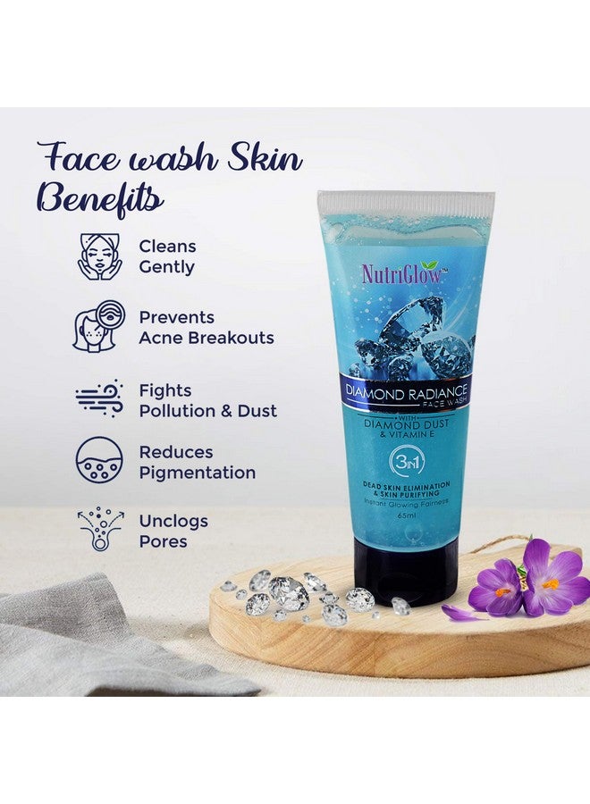 NutriGlow Diamond Radiance Face Wash, Neem & Tulsi Face Wash & Wild Turmeric Face Wash For Reduce Pigmentation, Fight With Pollution & Dust, 65ml Each, Pack of 3 - Image 2