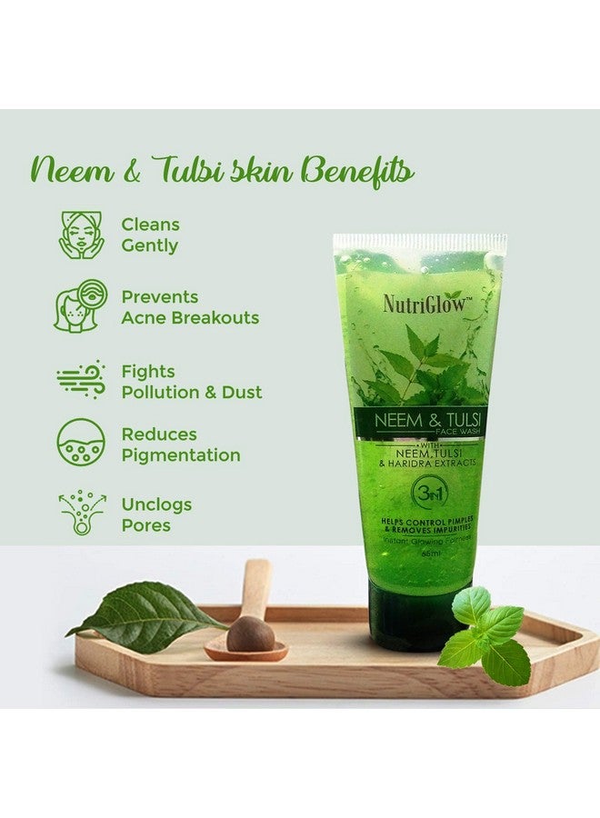 NutriGlow Diamond Radiance Face Wash, Neem & Tulsi Face Wash & Wild Turmeric Face Wash For Reduce Pigmentation, Fight With Pollution & Dust, 65ml Each, Pack of 3 - Image 5