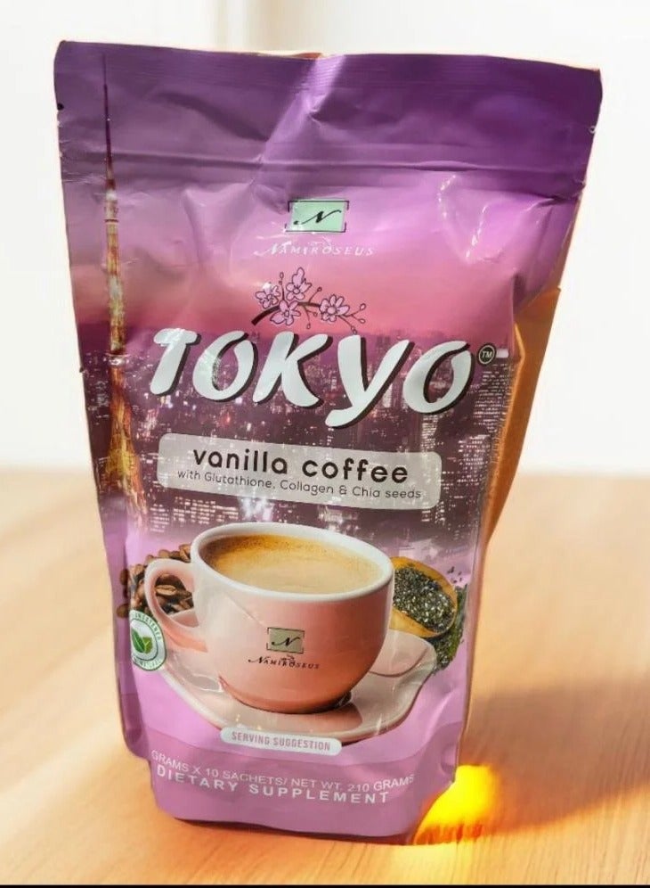 Tokyo Vanilla Coffee with Chia Seeds, Collagen and Glutathione