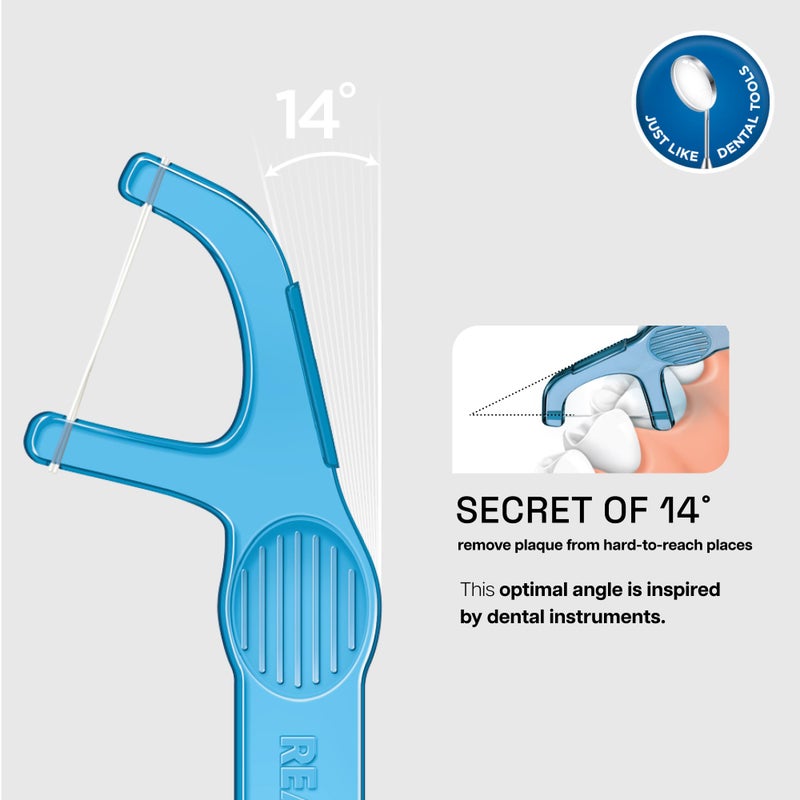 REACH Dental Floss Picks, Mint, Plaque Remover for Teeth, for Hard to Reach Areas, Easy Grip Handle, Comfortable Multi-Use Flosser for Adults, Oral Care, PFAS Free, 90 Count - Image 3