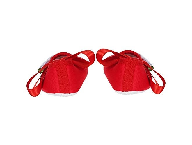 Rsmart Infant New Baby Toddlers Boys and Girls Cotton Red Sandal Ribbon Booties With White Flower Patch [RSM_73] - Image 3