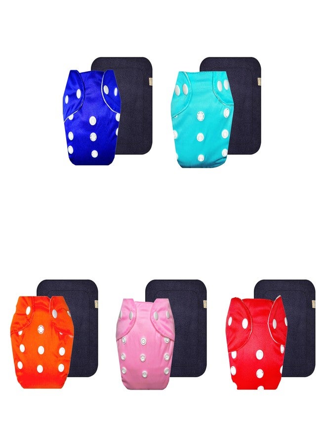Dumbledo Lite Cloth Diaper with Black Insert (Pack of 5) | Hypoallergenic | Reusable & Washable | Easy to Clean | All-Day Wear | 3 Months - 2 Years | Unisex Baby - Image 1