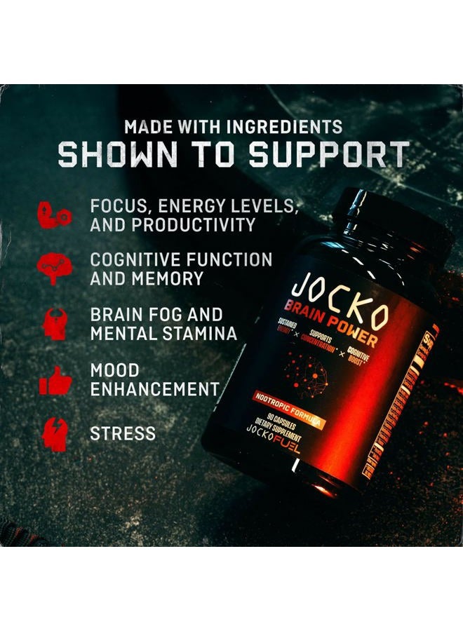 Jocko Fuel Brain Power - Nootropic Dietary Supplements for Memory & Focus - PreWorkout Energy & Focus Supplement (90 Capsules) - Image 2