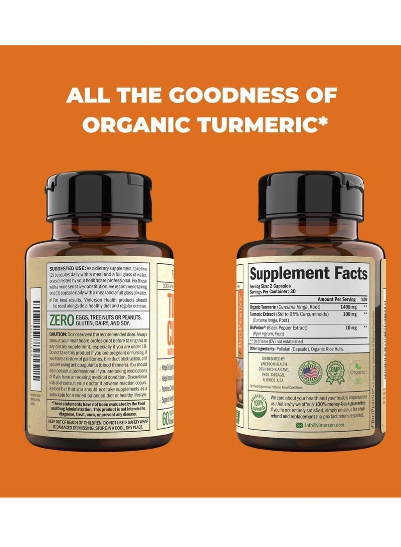فايمرسون هيلث الكركمين العضوي مع خلاصة الفلفل الأسود، 60 كبسولة - Image 3