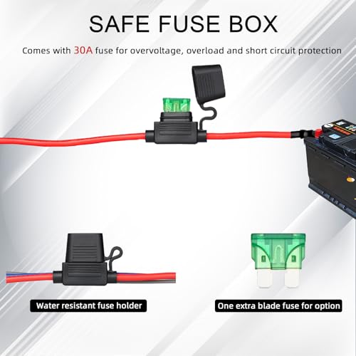 FASTSTORM Electric Fuel Pump Relay Kit 12V Relay Bypass Switch Kit Fuel Pump Relay Wiring Harness Kit 60 Amp Waterproof Relay Kit Fit 12V System Heavy Duty Long Wires Universal Fit - Image 5