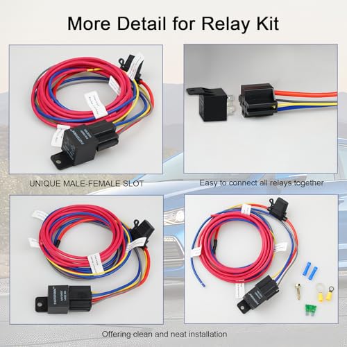 FASTSTORM Electric Fuel Pump Relay Kit 12V Relay Bypass Switch Kit Fuel Pump Relay Wiring Harness Kit 60 Amp Waterproof Relay Kit Fit 12V System Heavy Duty Long Wires Universal Fit - Image 4