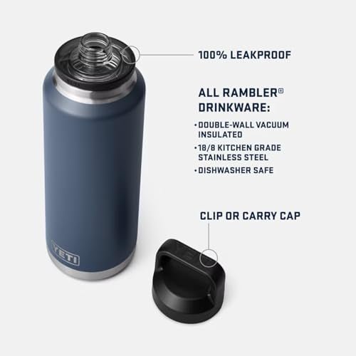 YETI Rambler 46 oz Bottle, Leakproof, Vacuum Insulated, Stainless Steel with Chug Cap, Black Forest Green - Image 2
