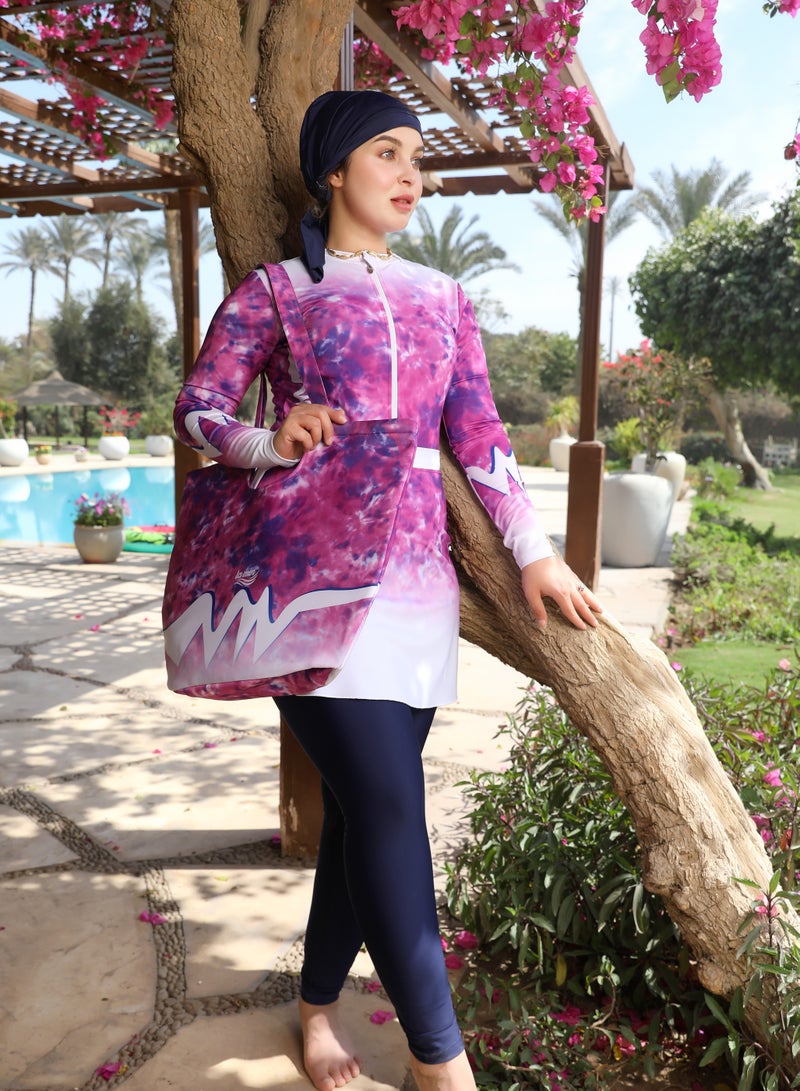 LaMer Women's 3-piece swimsuit with matching bag in a modern design that covers the body and provides complete elegance. - Image 2