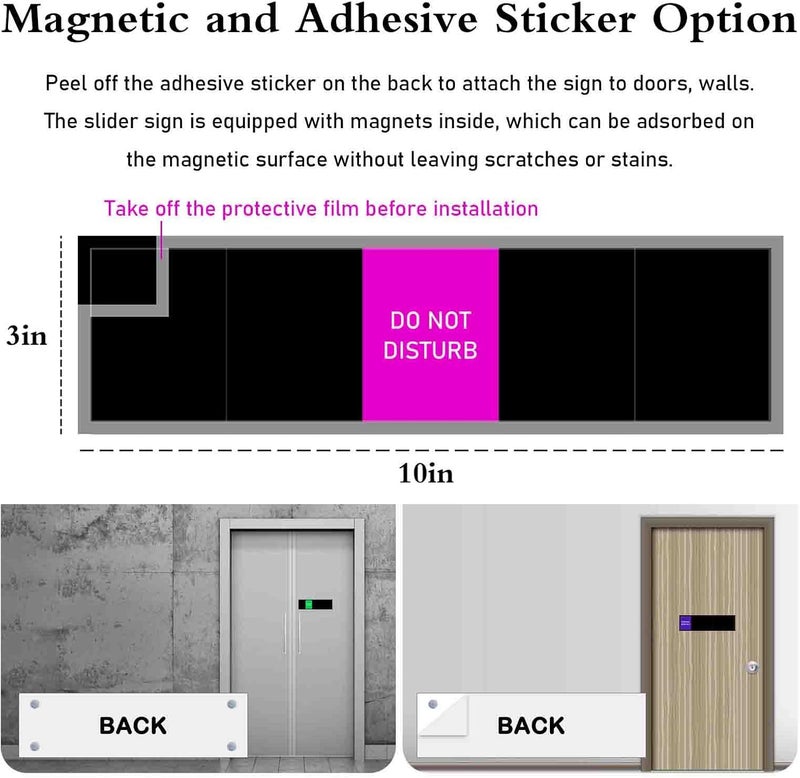 Blirik Privacy Door Sign, Do Not Disturb, Please Knock, In A Meeting, Out of Office, Working Remotely - Magnetic Slider Sign for Meeting Room or Any Room Need Privacy - Black - Image 4