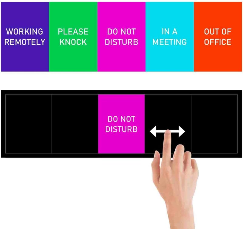 Blirik Privacy Door Sign, Do Not Disturb, Please Knock, In A Meeting, Out of Office, Working Remotely - Magnetic Slider Sign for Meeting Room or Any Room Need Privacy - Black - Image 1