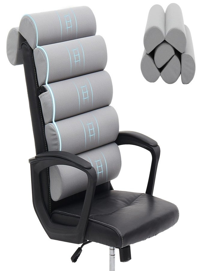 GIVANLEE Ergonomic Lumbar Support Pillow for High Back Office Chair - Adjustable 6 Semicircular Back Cushion with Breathable Mesh Cover,Spine Support for Desk/Gaming Chairs, Neck/Upper/Lower Back Pain Relief - Image 1