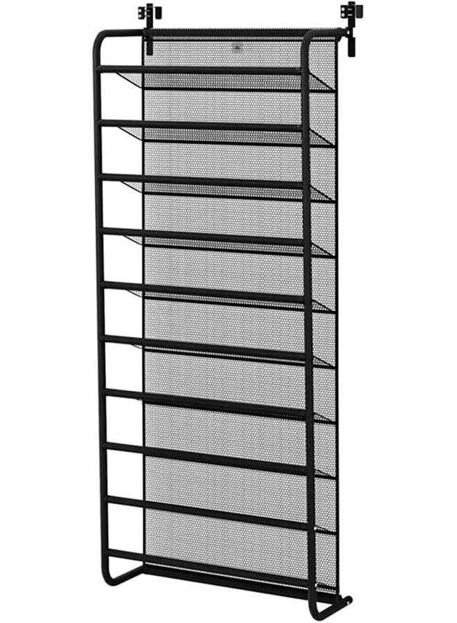 سولاكان رف أحذية معلق خلف الباب – منظم أحذية من القماش بـ10 طبقات للتخزين في الخزانة أو المدخل أو الجدار، تصميم موفر للمساحة بسعة كبيرة (أسود) - Image 3