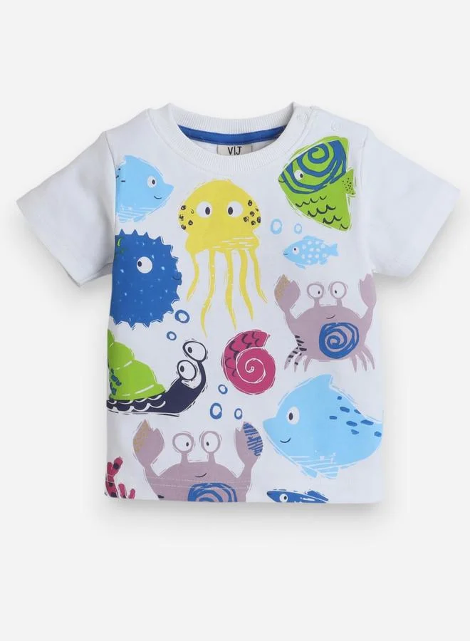 victor and jane Victor And Jane Boys Cute Sea Graphic Print T-Shirt and Shorts Set