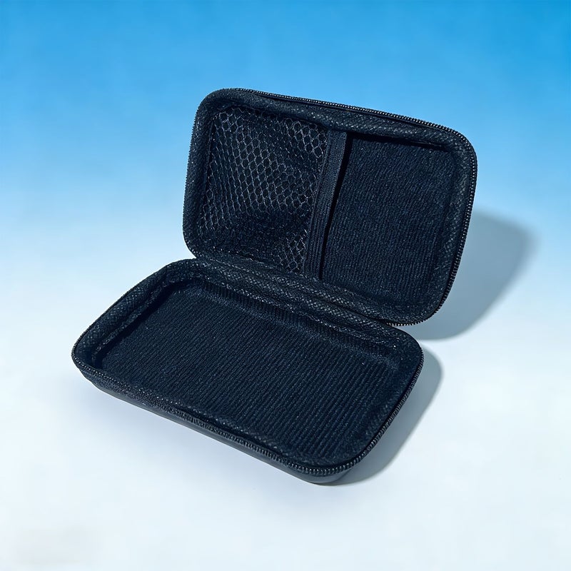 Black EVA PU Earphone Storage Bag With Mesh Partition Portable Travel - Image 1