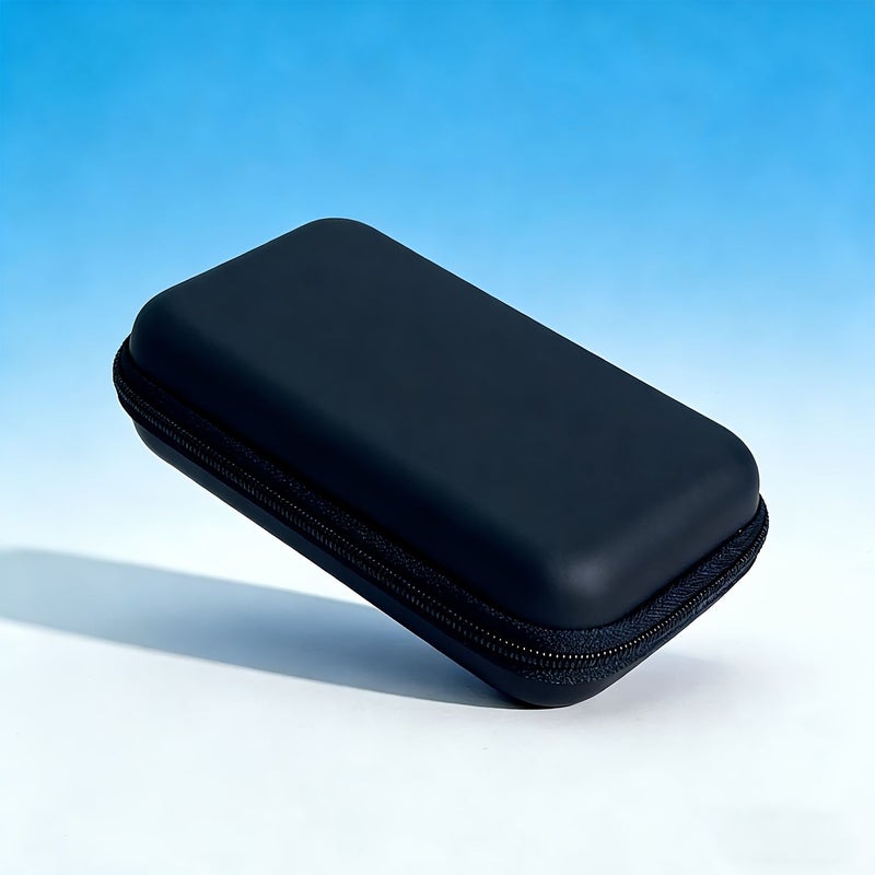 Black EVA PU Earphone Storage Bag With Mesh Partition Portable Travel - Image 3