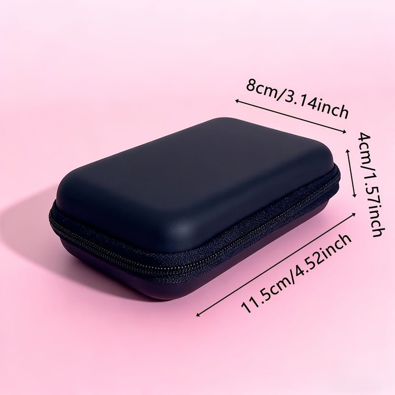 Black EVA PU Earphone Storage Bag With Mesh Partition Portable Travel - Image 2