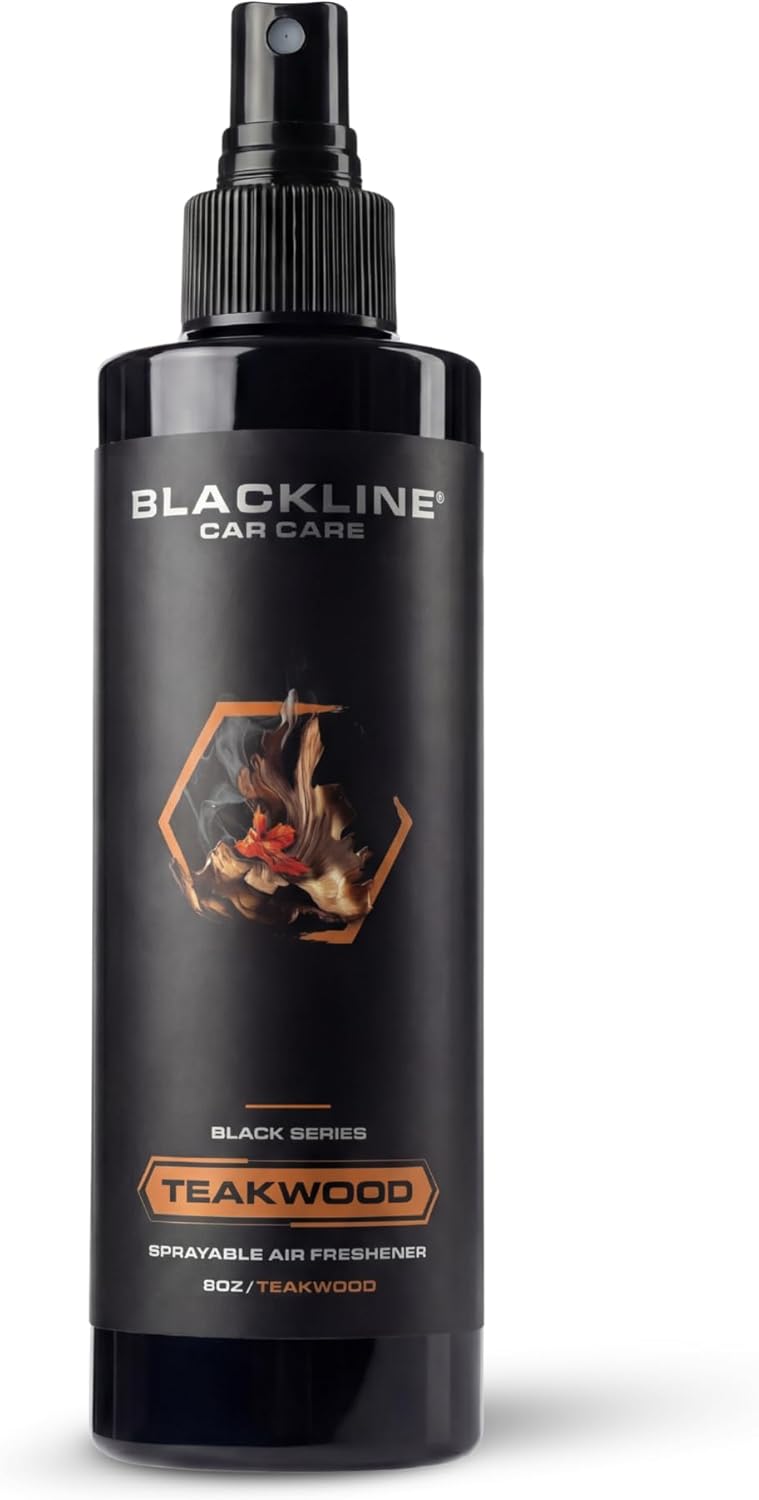 BlackLine Car Care - Teakwood Car Air Freshener Spray, Premium Odor Eliminator for Cars, Trucks, RVs, SUV, or Home Use - 8 fl OZ - Air Freshener - Teakwood Spray - Image 1