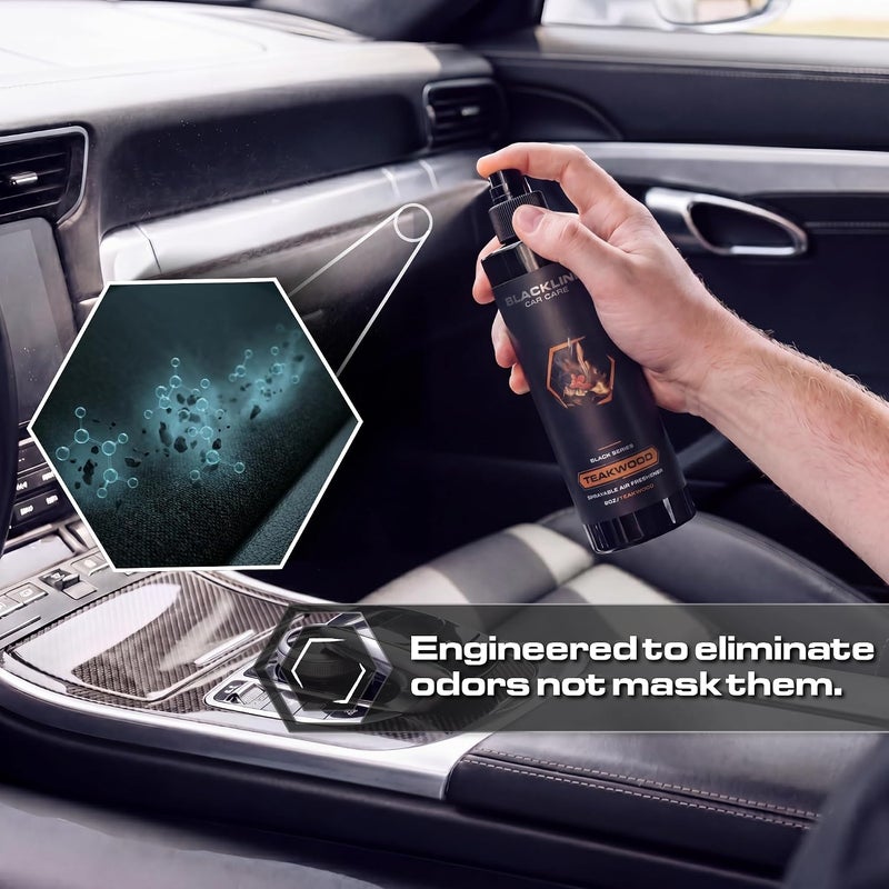 BlackLine Car Care - Teakwood Car Air Freshener Spray, Premium Odor Eliminator for Cars, Trucks, RVs, SUV, or Home Use - 8 fl OZ - Air Freshener - Teakwood Spray - Image 5