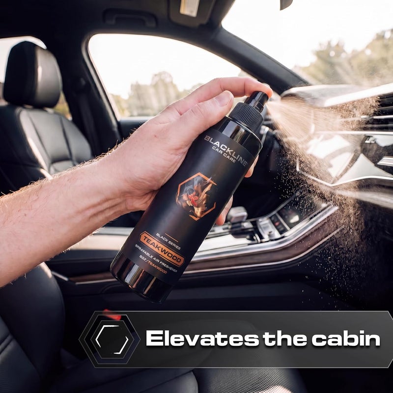BlackLine Car Care - Teakwood Car Air Freshener Spray, Premium Odor Eliminator for Cars, Trucks, RVs, SUV, or Home Use - 8 fl OZ - Air Freshener - Teakwood Spray - Image 4