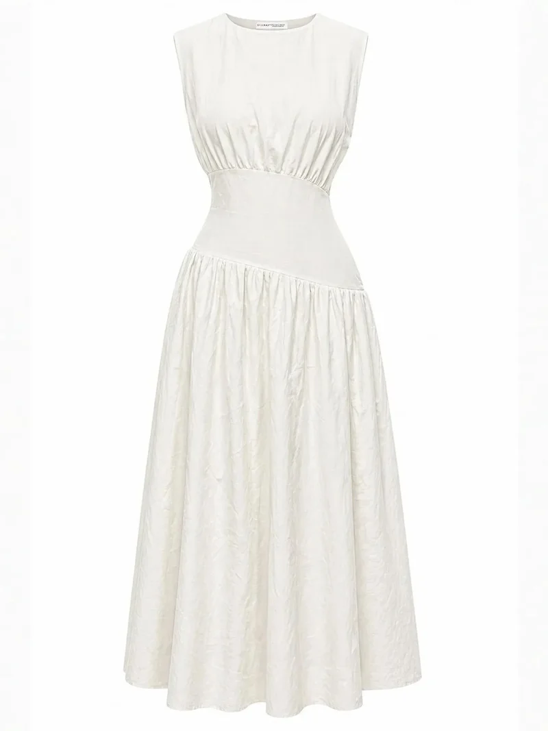 ميكسراي MIXRAY Cotton Knit Midi Dress with Buttons