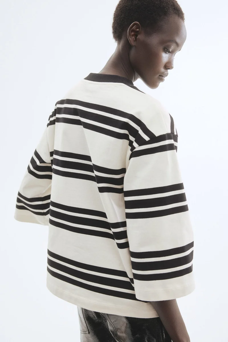 اتش اند ام بلوزة قطنية بقصة واسعة