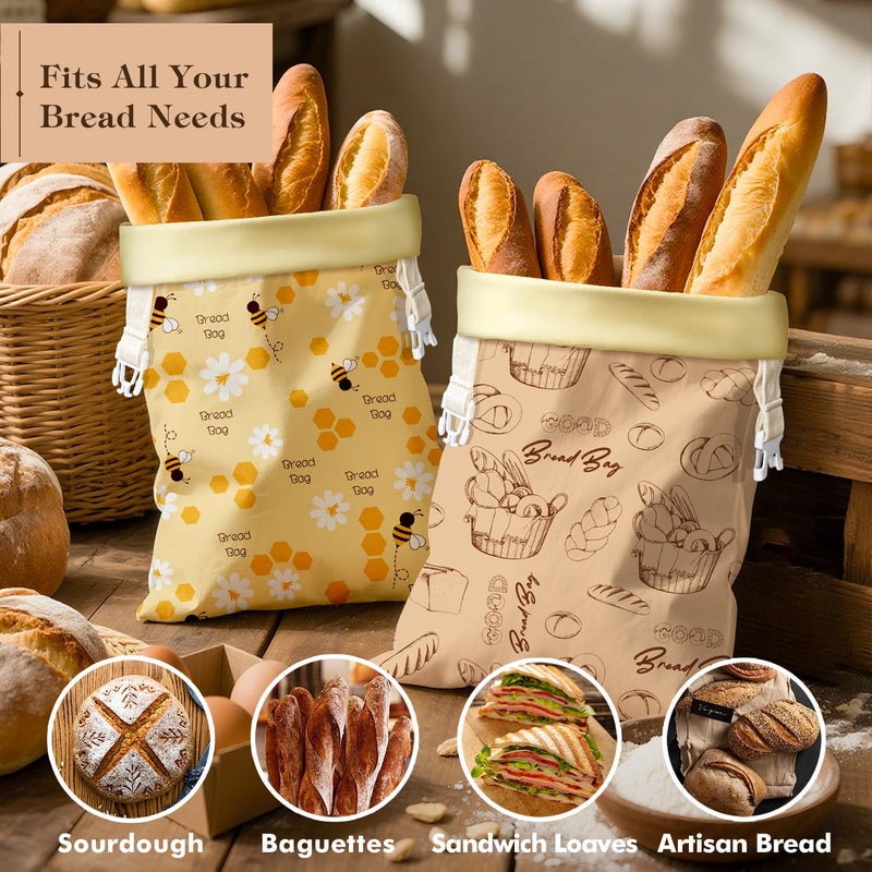 Aofmee Reusable Beeswax Bread Bags for Homemade Bread, 2 Pack Sourdough Bread Bags, XL Natural Cotton Beeswax Bag, Fresh Keeping Extra Large Bread Food Storage Bag for Gift Giving - Image 4