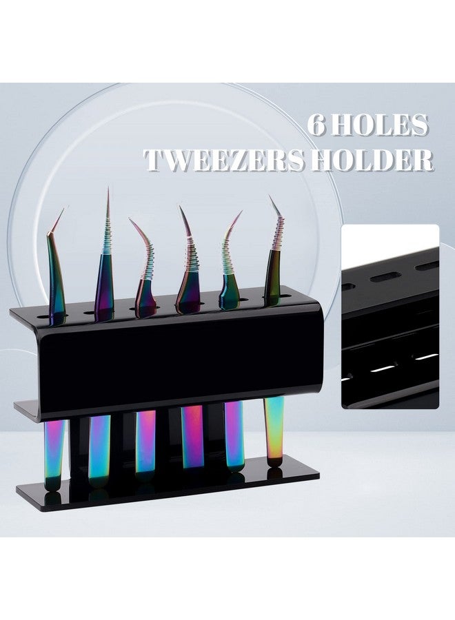 GEMERRY Lash Extension Supplies Gemerry Tweezer Holder Tweezer Stand For Eyelash Extension Supplies Accessories Tools Acrylic Display Storage 6 Pcs Tweezers Shelf Holder (Black) - Image 3