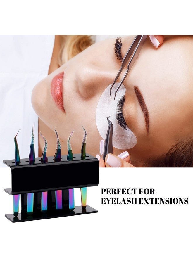 GEMERRY Lash Extension Supplies Gemerry Tweezer Holder Tweezer Stand For Eyelash Extension Supplies Accessories Tools Acrylic Display Storage 6 Pcs Tweezers Shelf Holder (Black) - Image 5