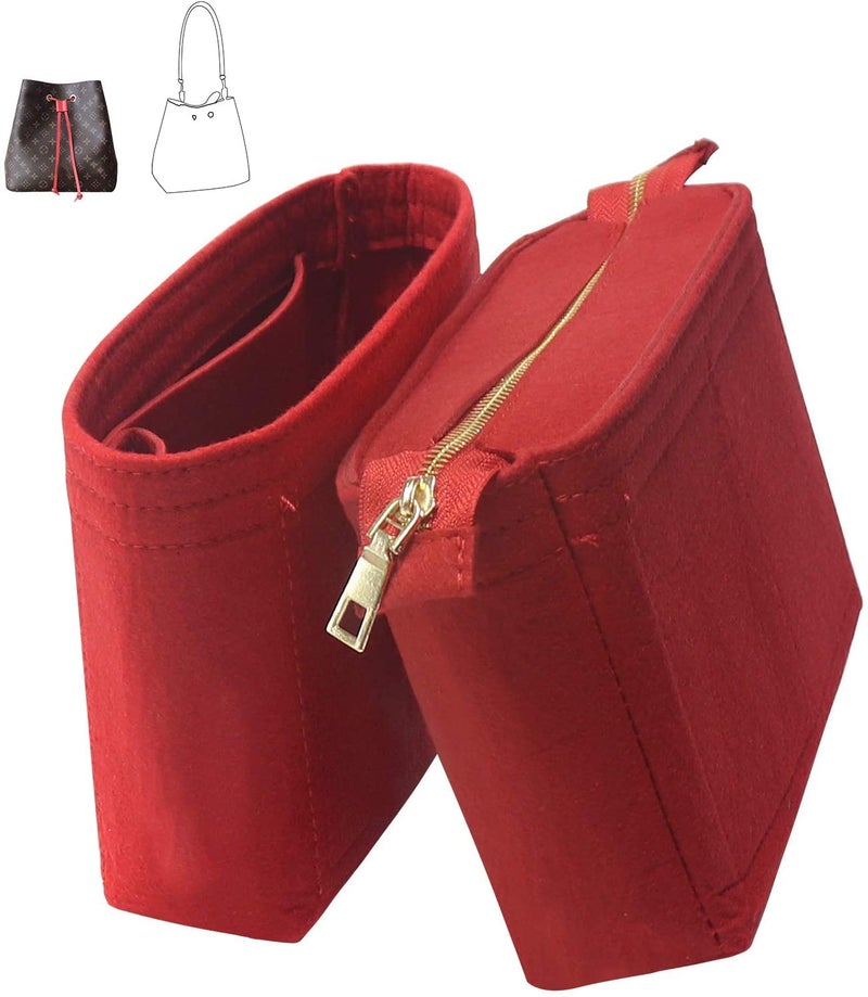 GREENSHEEP Women Felt Purse Organizer Insert for Handbag, Tote, Hobo Bag, Storage Purse Divider with Zipper, Pack of 2 (Red) - Image 4