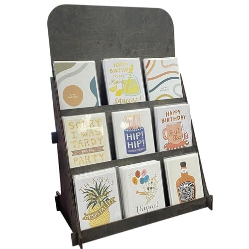 TORCHED DISPLAYS Greeting Card Organizer Display Stand  3Tiered Picture Stands for Display  Multipurpose Wooden Stand Ideal for Greeting Cards Photos Birthday Cards Baseball Card Stand  Ebony