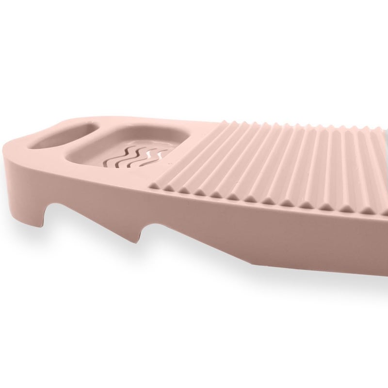 LLpotata Wash Board, Washboard for Hand Washing Clothes, Plastics Laundry Scrub Board Household With Holder Portable (A-light pink) - Image 4
