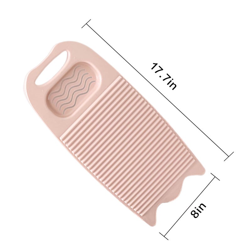 LLpotata Wash Board, Washboard for Hand Washing Clothes, Plastics Laundry Scrub Board Household With Holder Portable (A-light pink) - Image 3