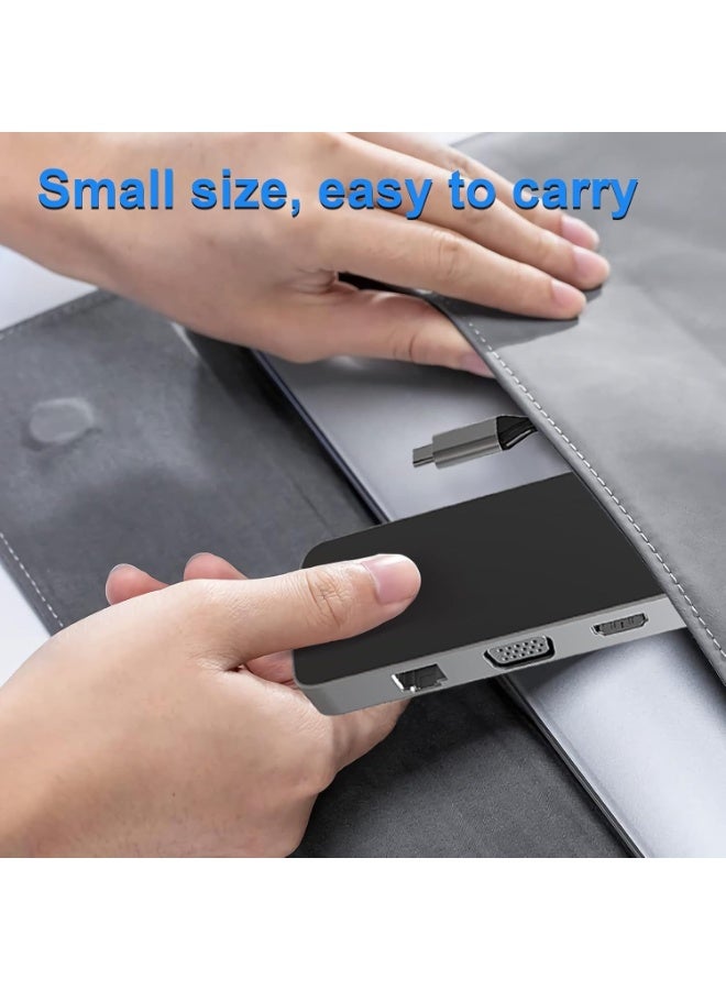 TIGER “10-in-1 USB-C Hub Docking Station with 4K HDMI Output, 100W PD Fast Charging, USB 3.0 Ports, RJ45 Ethernet, and SD/TF Card Reader – Multiport Adapter for Laptops, Tablets, and Smart Devices, Perfect for Work, Study, Gaming, and Multimedia Use.” - Image 2