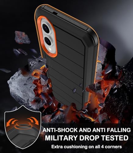KECAI for Samsung Galaxy S25 Edge Case with Belt Clip Holster & Kickstand,2X Screen Protector,Heavy Duty Shockproof Drop Protection Military Grade Full Body Rugged Phone Cover (Black Orange) - Image 4