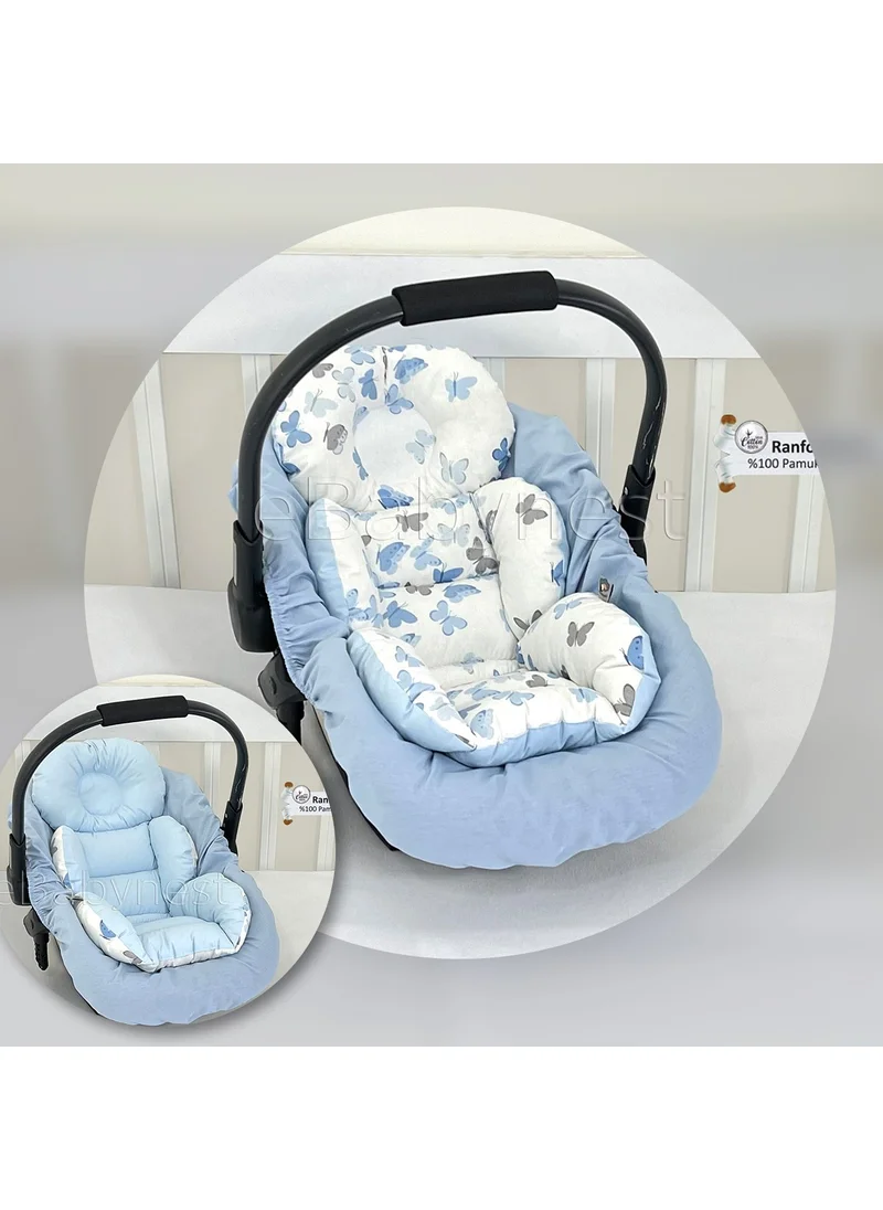 Ebabynest Kelebek Series Gray Blue Stroller Bottom Cushion