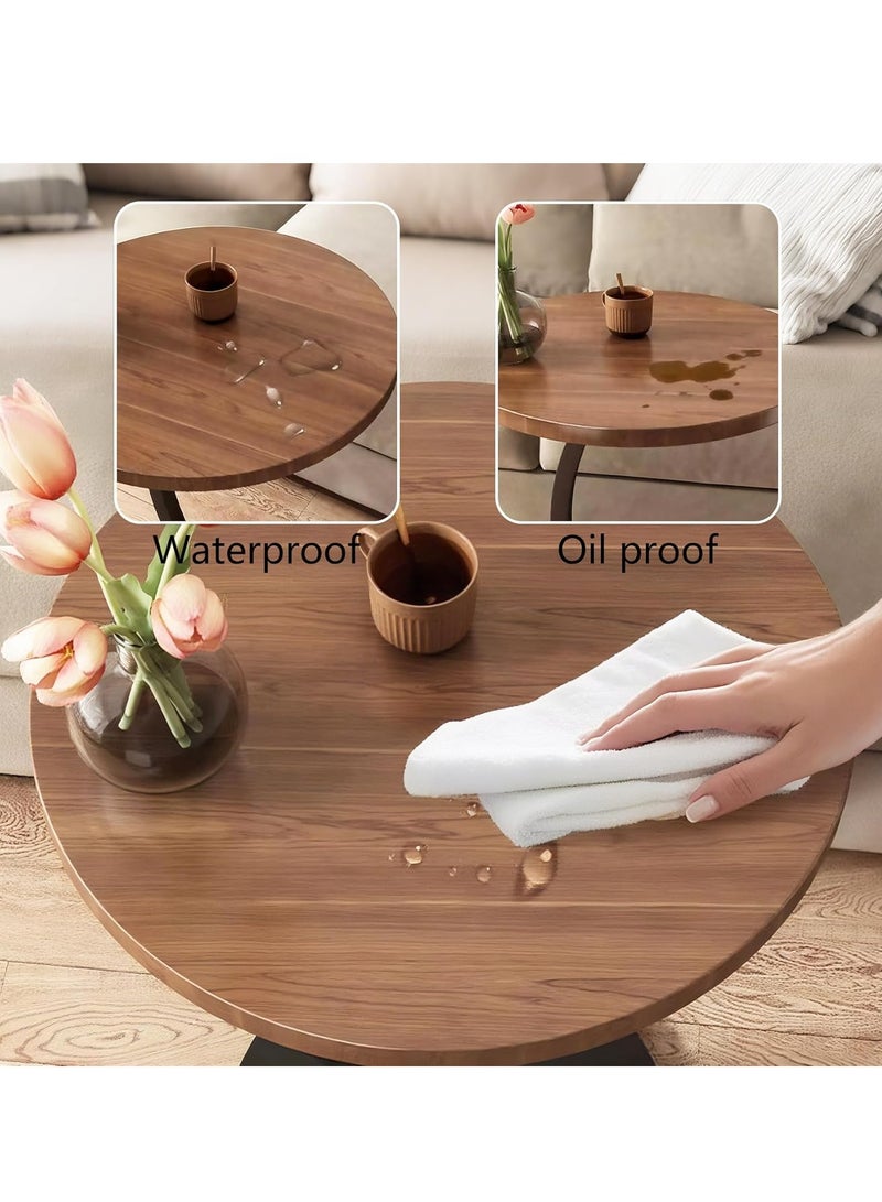 شو وو طاولة جانبية على شكل C مع إطار معدني وطاولة صينية خشبية مستديرة لغرفة المعيشة وغرفة النوم بجانب السرير والكمبيوتر المحمول والوجبات الخفيفة والقهوة والجوز - Image 5