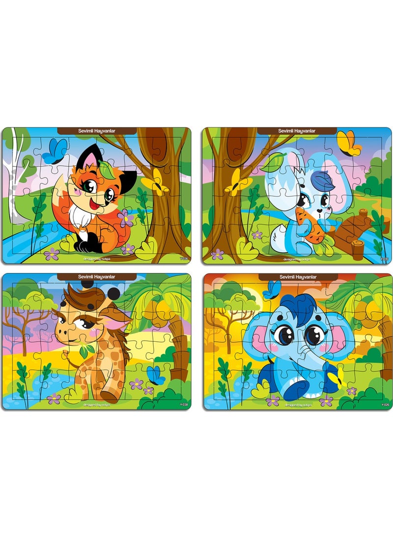 KutuTR Notpa Educational and Tutorial for Children 24 Piece Wooden Colorful Puzzle Cute Animals Set of 4 13  - Image 2